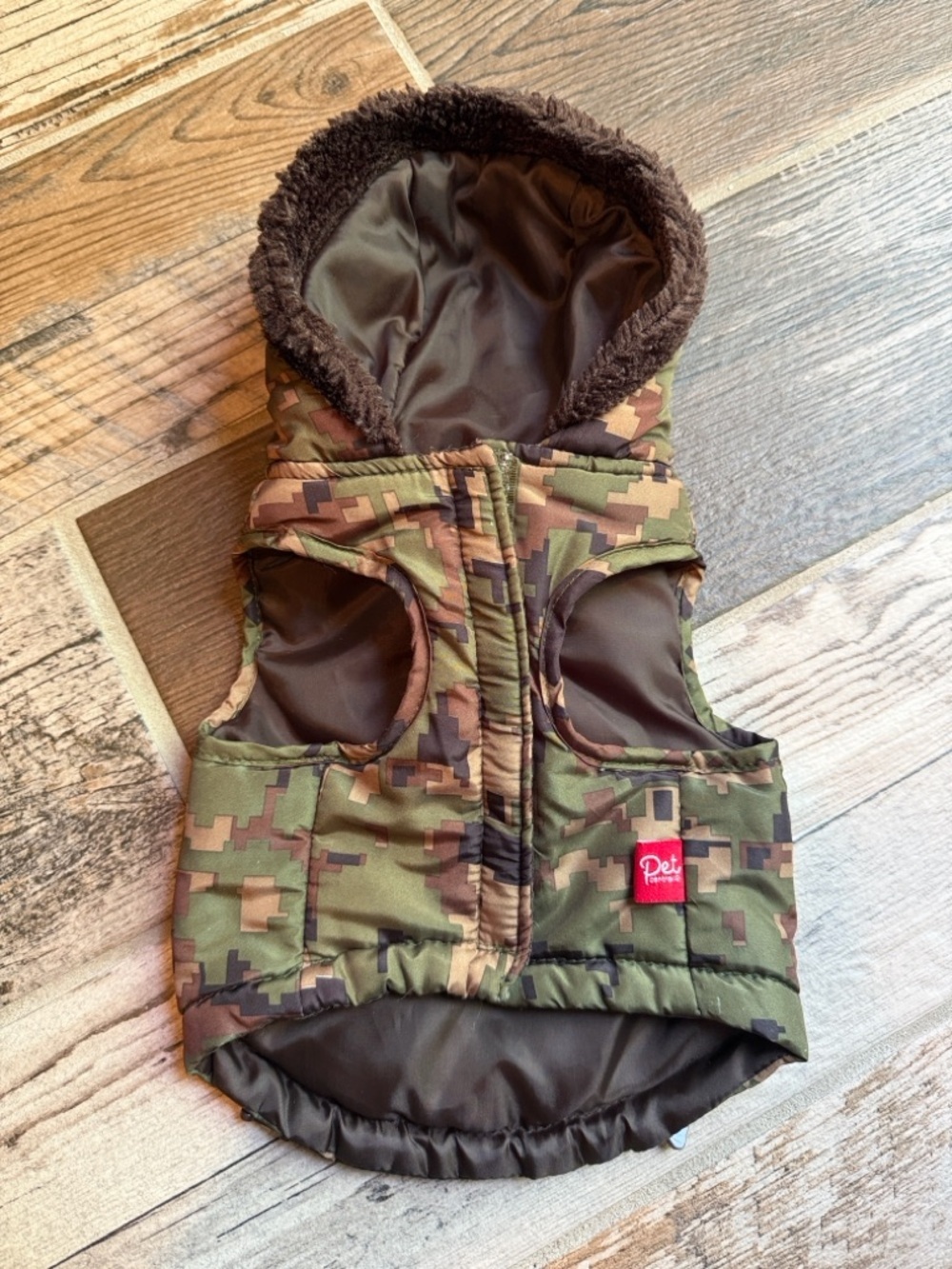Dog Camouflage Puffer Vest with Hood - Green